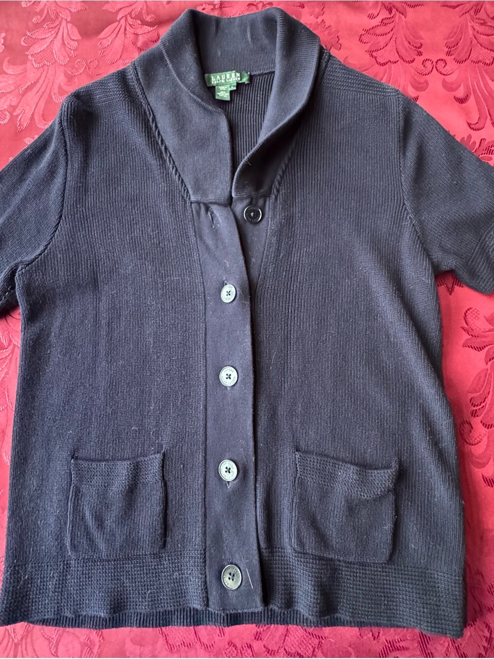 Ralph Lauren Navy Knit Short Sleeve Cardigan - Picture 5 of 5